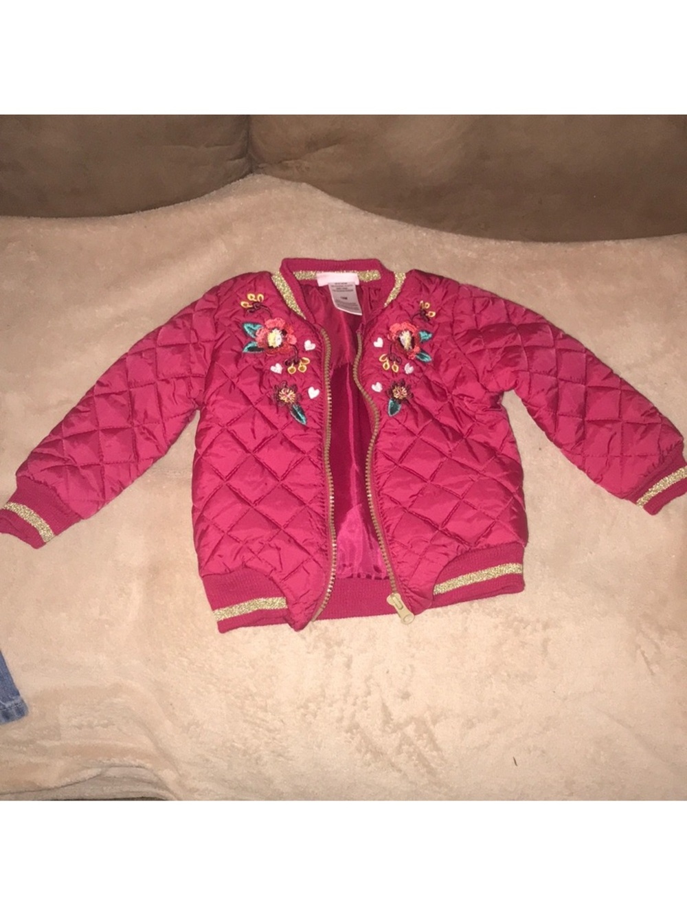 Little lass 18M Quilted Pink Embroidered Jacket